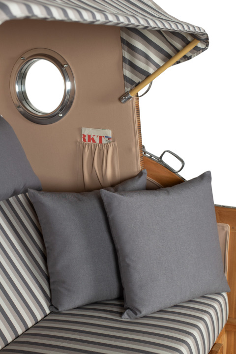 Strandkorb Rantum Grande Bullauge Teak PE Banana Dessin 545